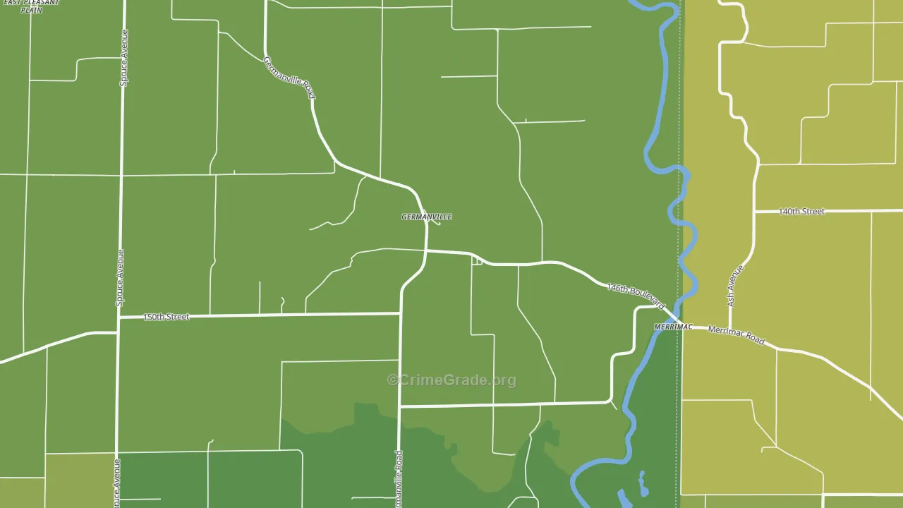 Germanville, IA Map of Vehicle Theft Rates