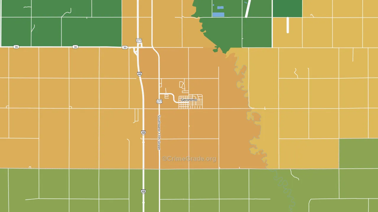 Geronimo, OK Map of Vehicle Theft Rates