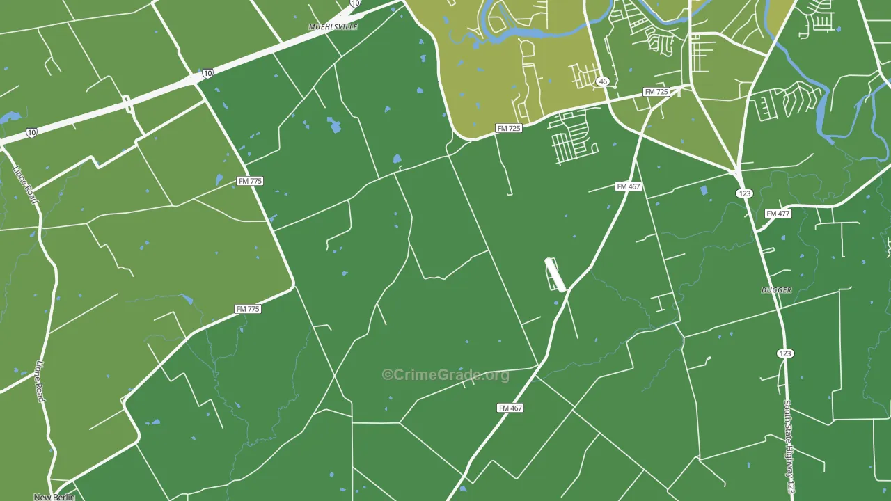 Geronimo, TX Map of Vehicle Theft Rates