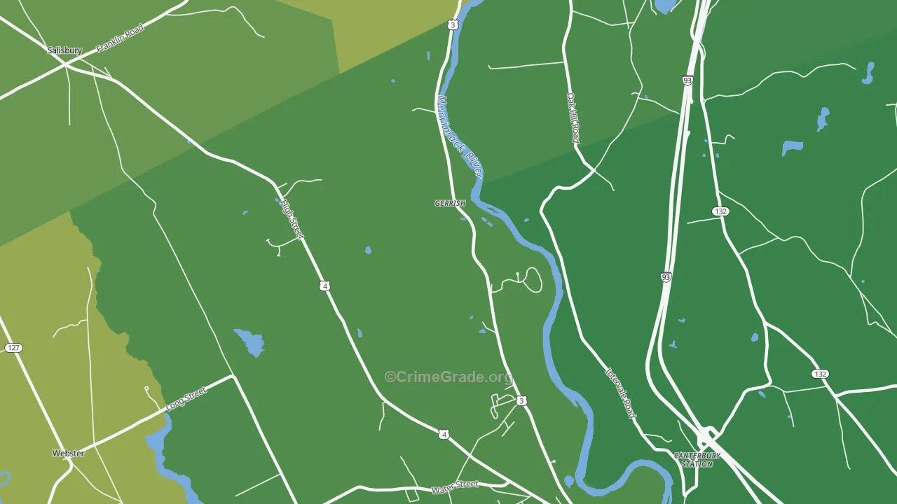 Gerrish, NH Map of Vehicle Theft Rates
