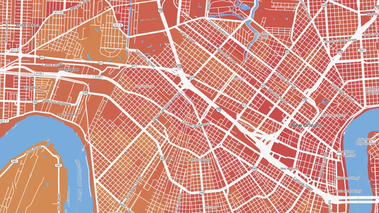 Gert Town, New Orleans, LA Map of Vehicle Theft Rates