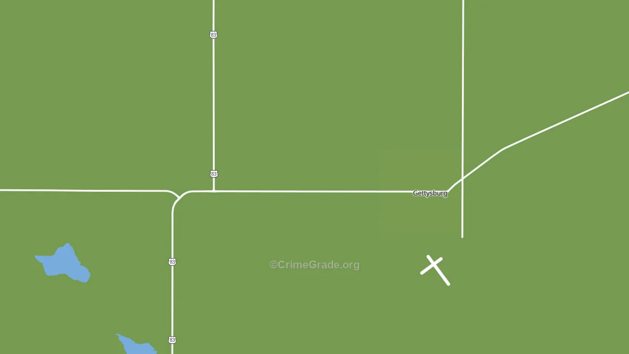 Gettysburg, SD Map of Vehicle Theft Rates