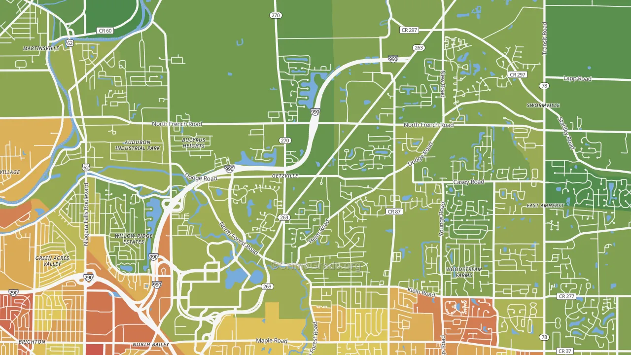 Getzville, NY Map of Vehicle Theft Rates