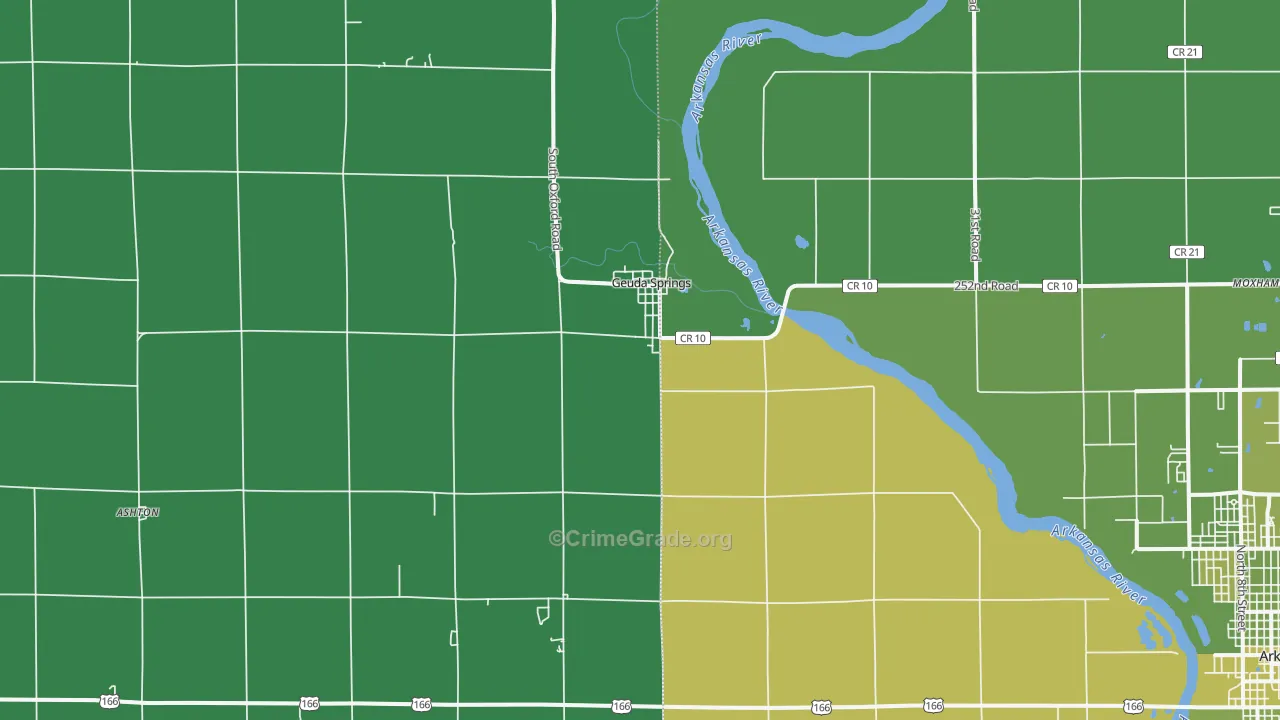 Geuda Springs, KS Map of Vehicle Theft Rates