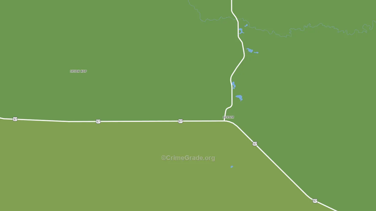 Geyser, MT Map of Vehicle Theft Rates