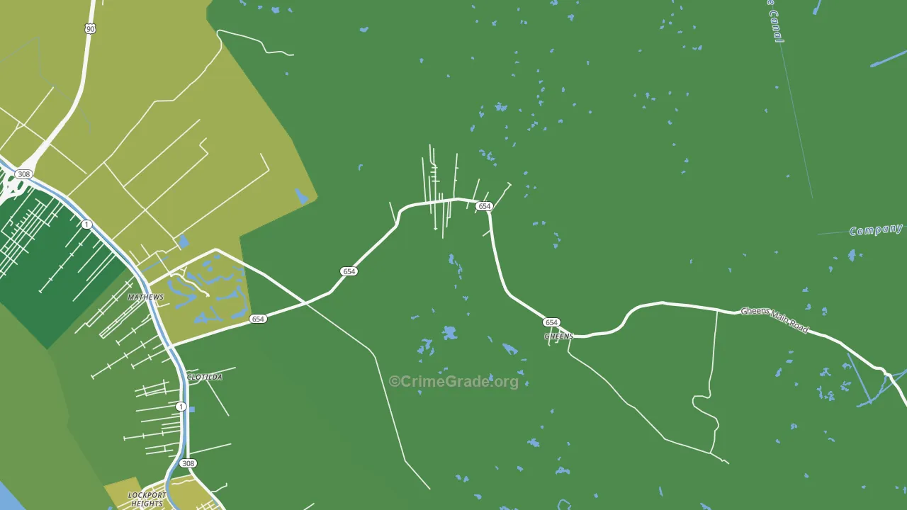 Gheens, LA Map of Vehicle Theft Rates