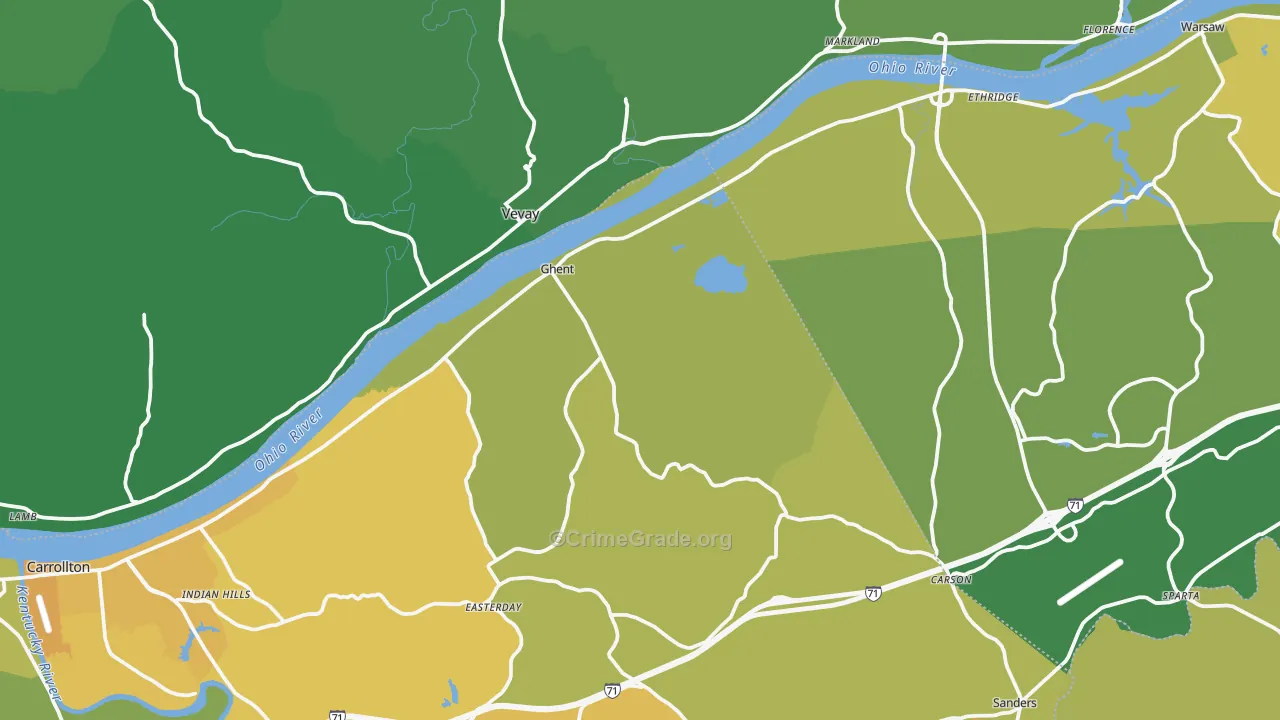 Ghent, KY Map of Vehicle Theft Rates