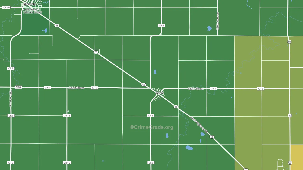 Ghent, MN Map of Vehicle Theft Rates
