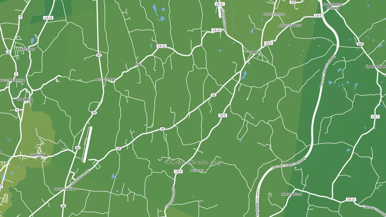 Ghent, NY Map of Vehicle Theft Rates