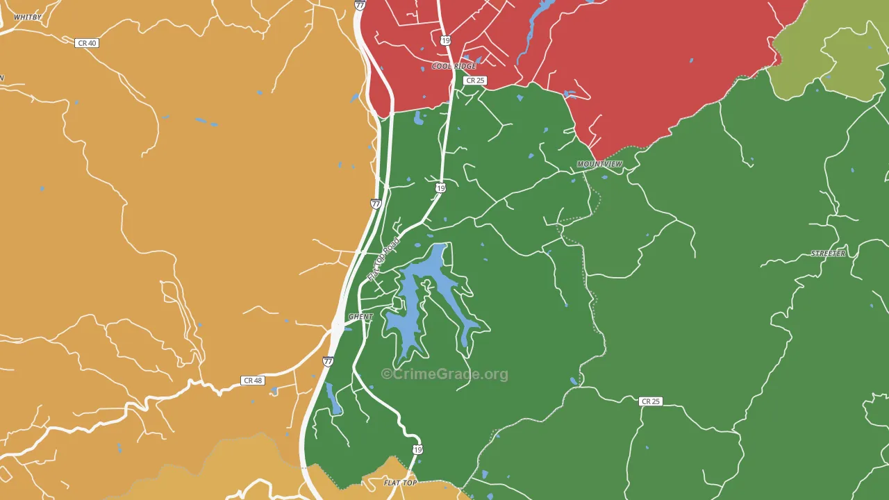 Ghent, WV Map of Vehicle Theft Rates