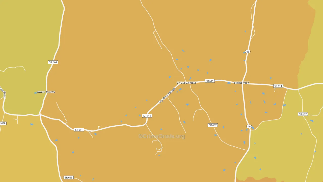 Gholsonville, VA Map of Vehicle Theft Rates