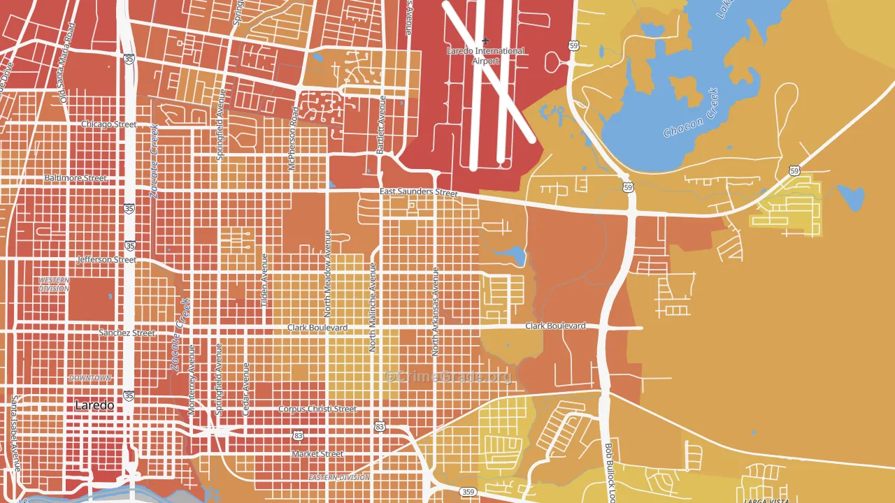 Ghost Town, Laredo, TX Map of Vehicle Theft Rates