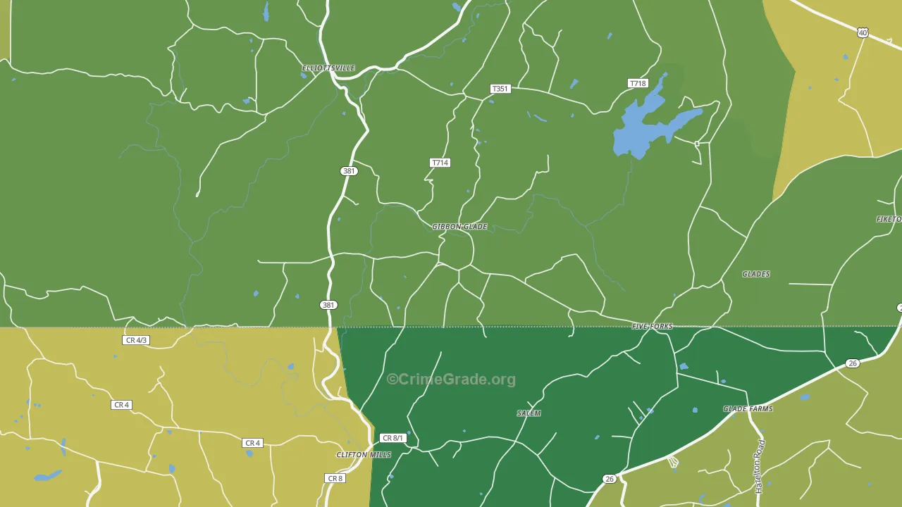 Gibbon Glade, PA Map of Vehicle Theft Rates