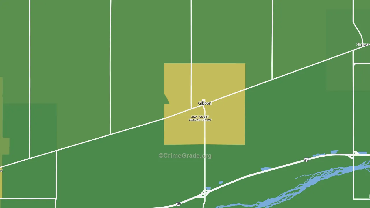 Gibbon, NE Map of Vehicle Theft Rates