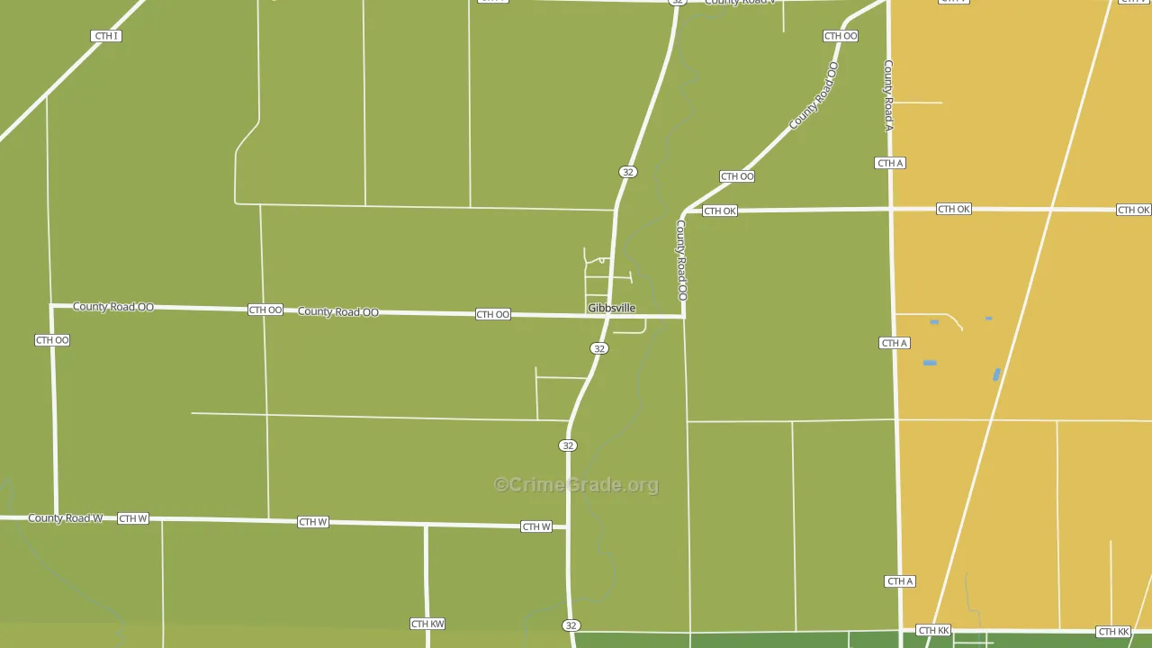Gibbsville, WI Map of Vehicle Theft Rates