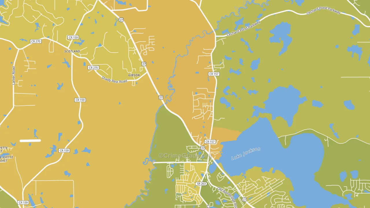 Gibson, FL Map of Vehicle Theft Rates