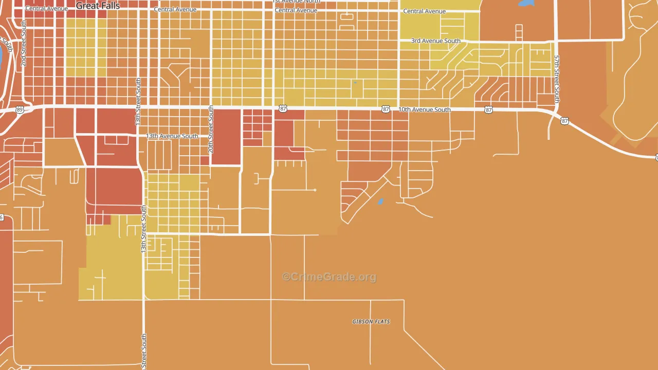 Gibson Flats, MT Map of Vehicle Theft Rates