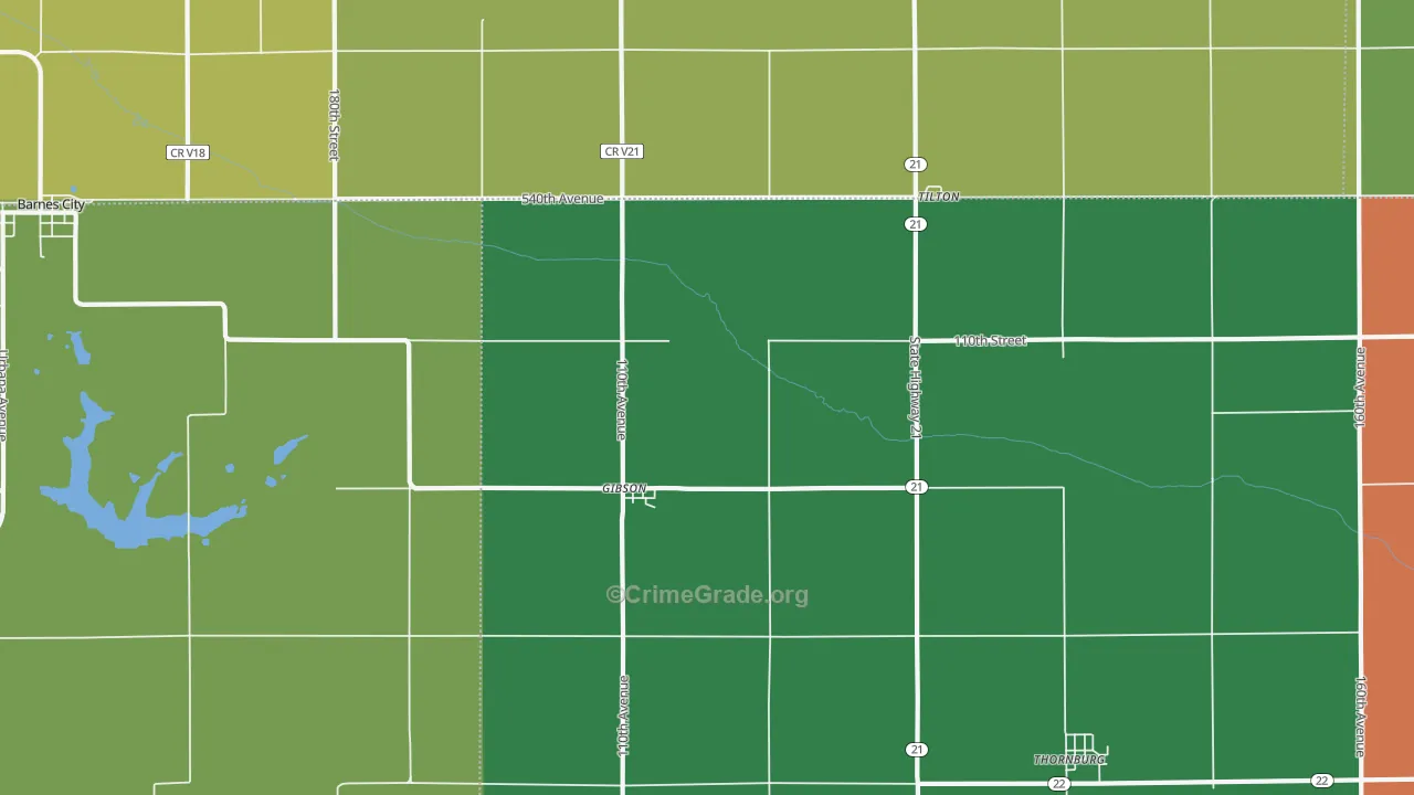 Gibson, IA Map of Vehicle Theft Rates
