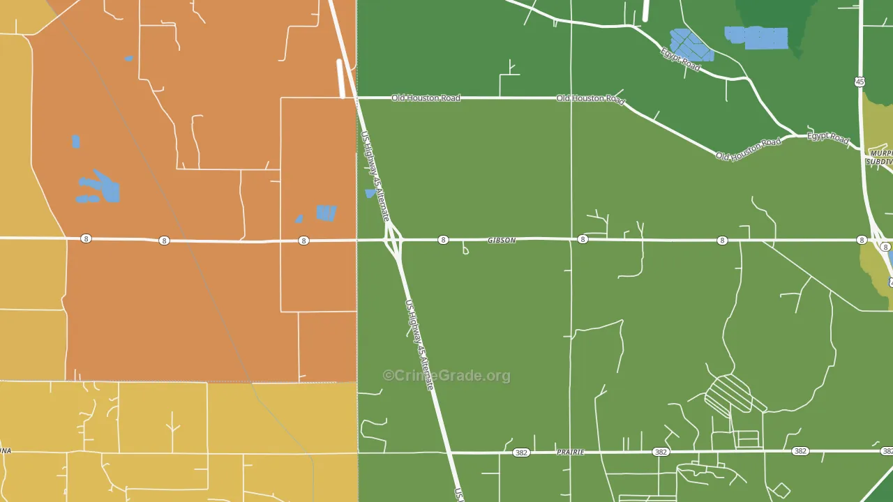 Gibson, MS Map of Vehicle Theft Rates