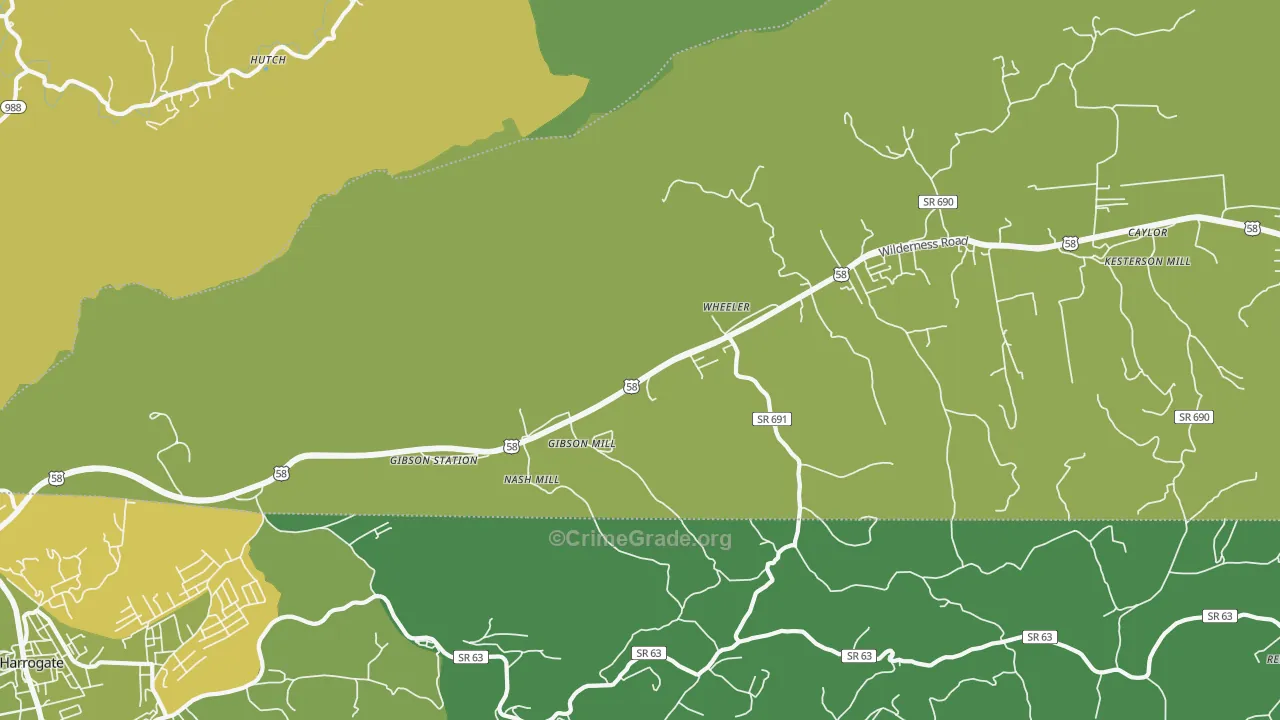 Gibson Station, VA Map of Vehicle Theft Rates