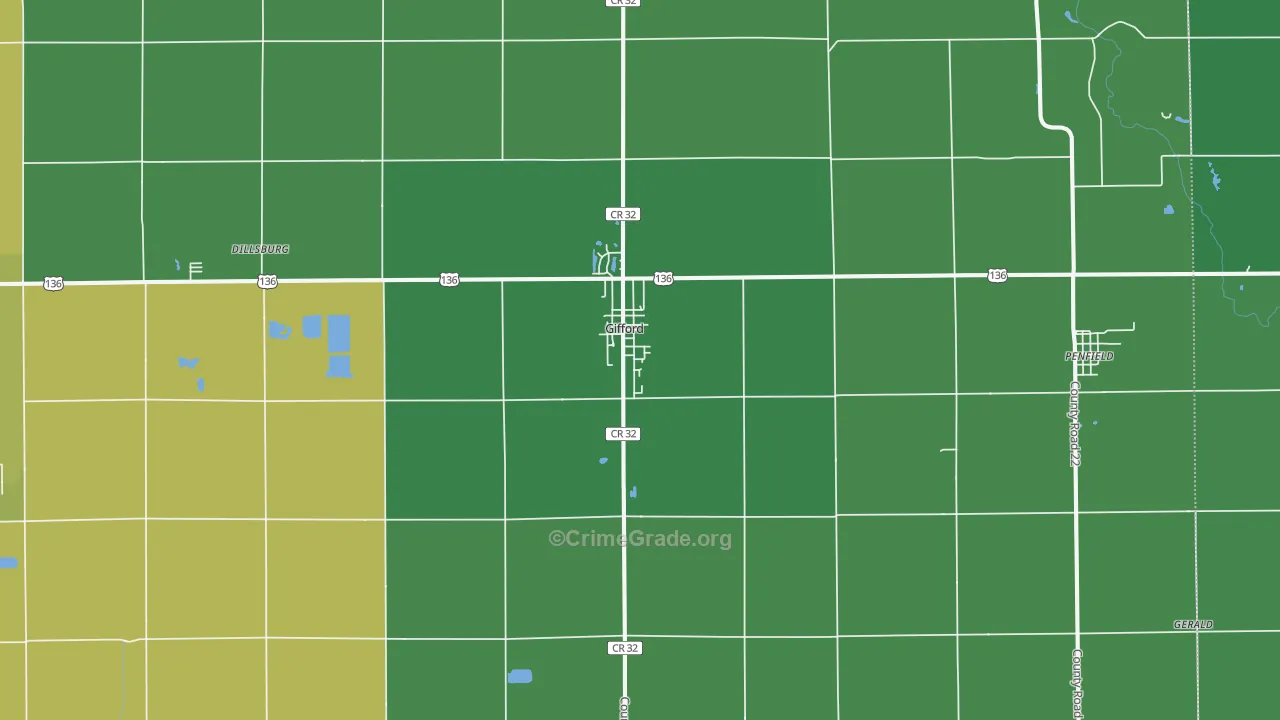 Gifford, IL Map of Vehicle Theft Rates