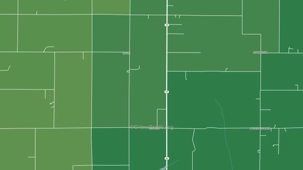 Gifford, IN Map of Vehicle Theft Rates