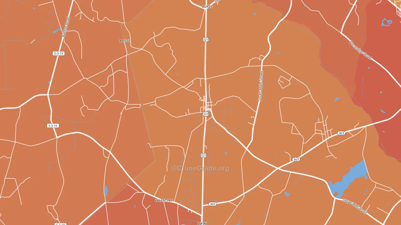 Gifford, SC Map of Vehicle Theft Rates