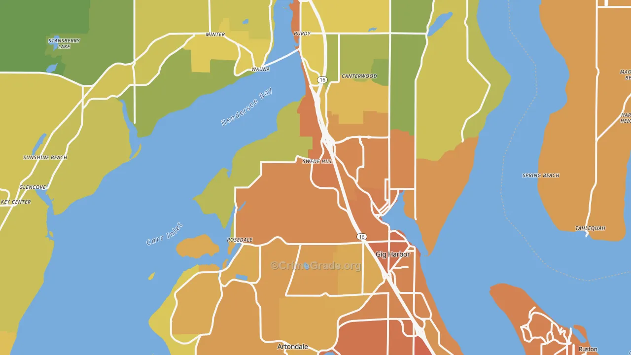 Gig Harbor, WA Map of Vehicle Theft Rates