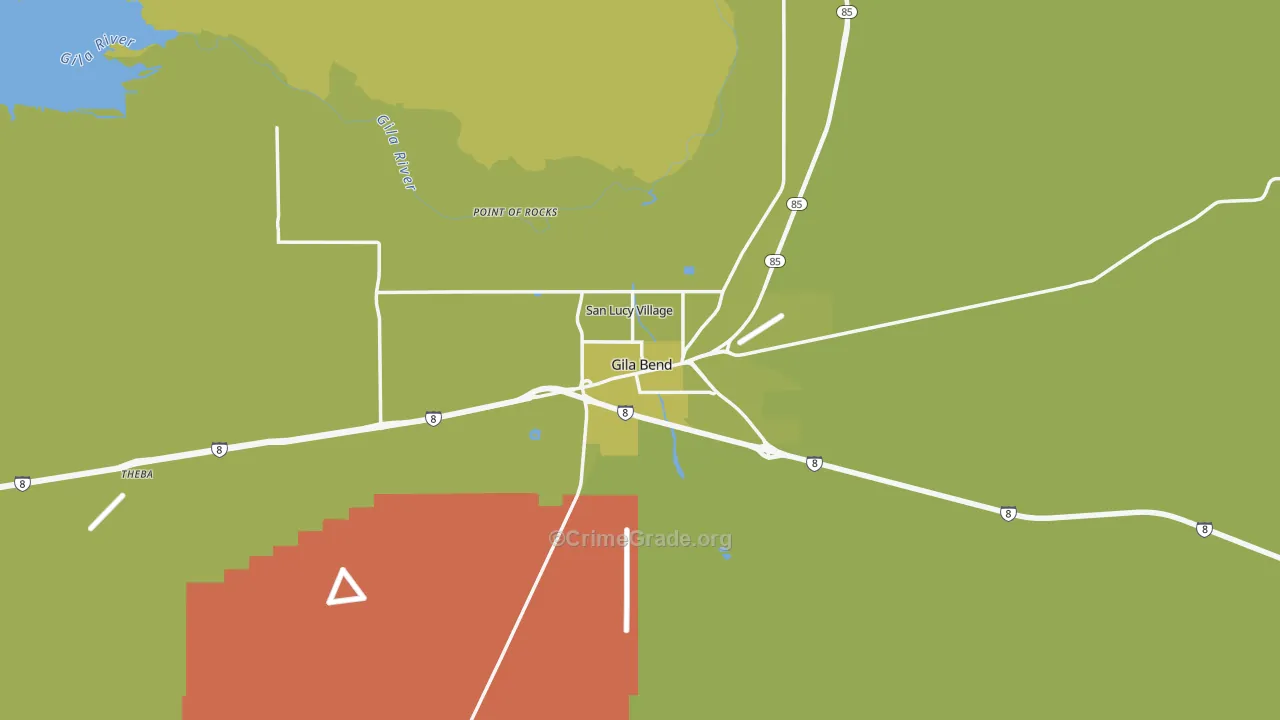 Gila Bend, AZ Map of Vehicle Theft Rates