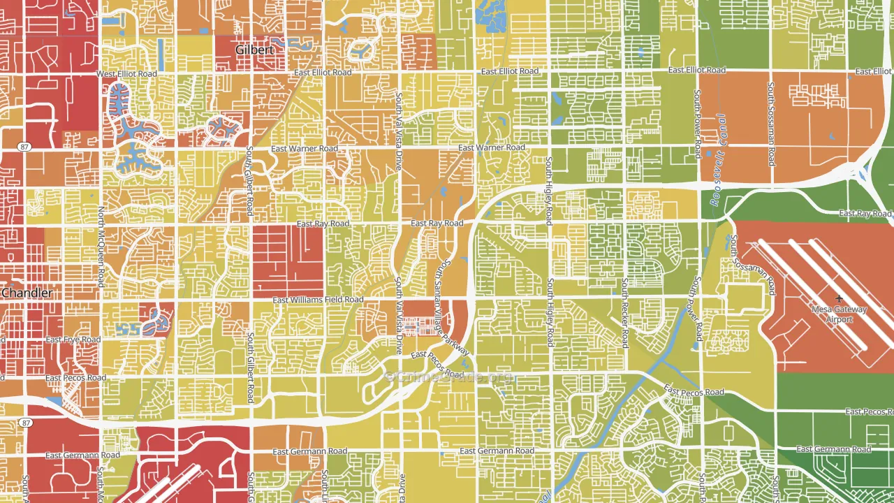 Gilbert, AZ Map of Vehicle Theft Rates