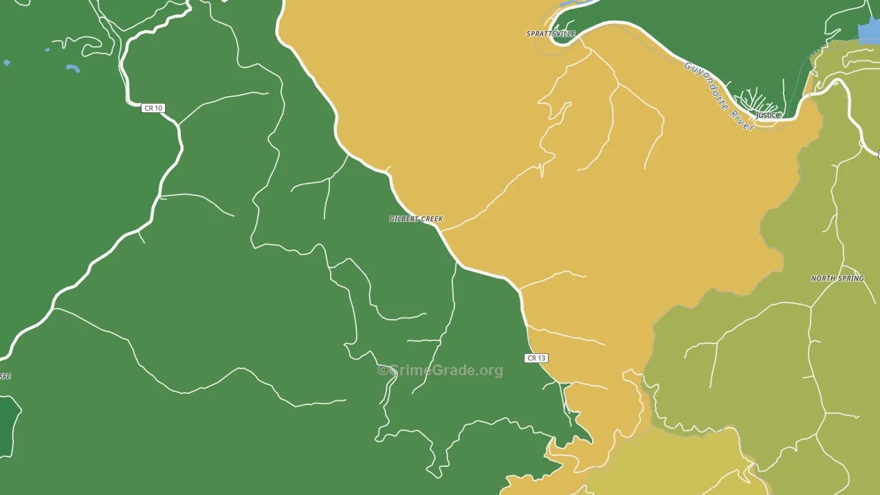 Gilbert Creek, WV Map of Vehicle Theft Rates