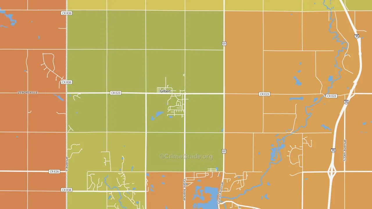 Gilbert, IA Map of Vehicle Theft Rates