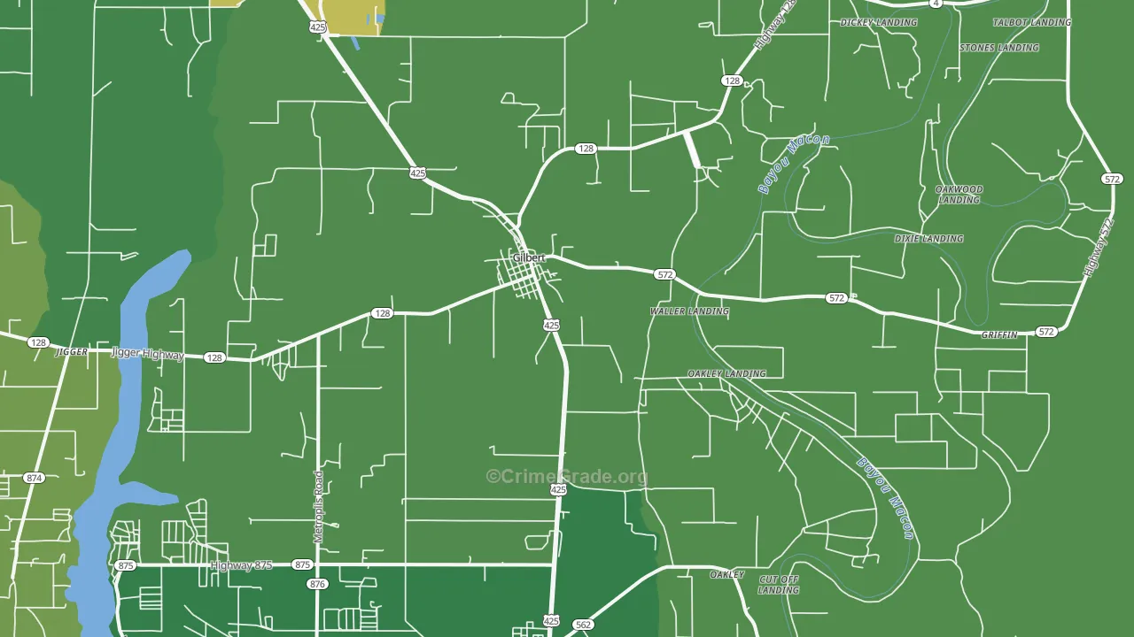 Gilbert, LA Map of Vehicle Theft Rates