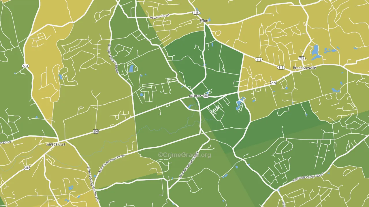 Gilbert, PA Map of Vehicle Theft Rates