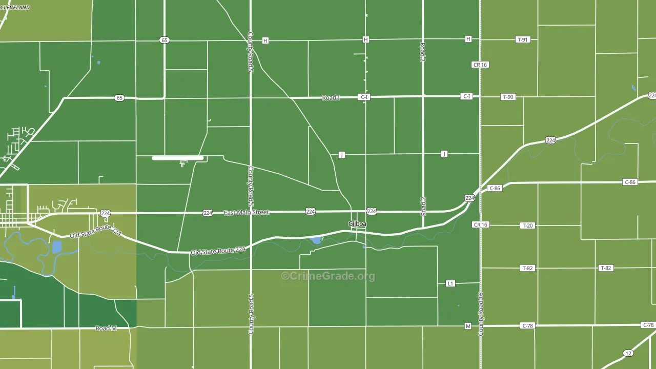 Gilboa, OH Map of Vehicle Theft Rates