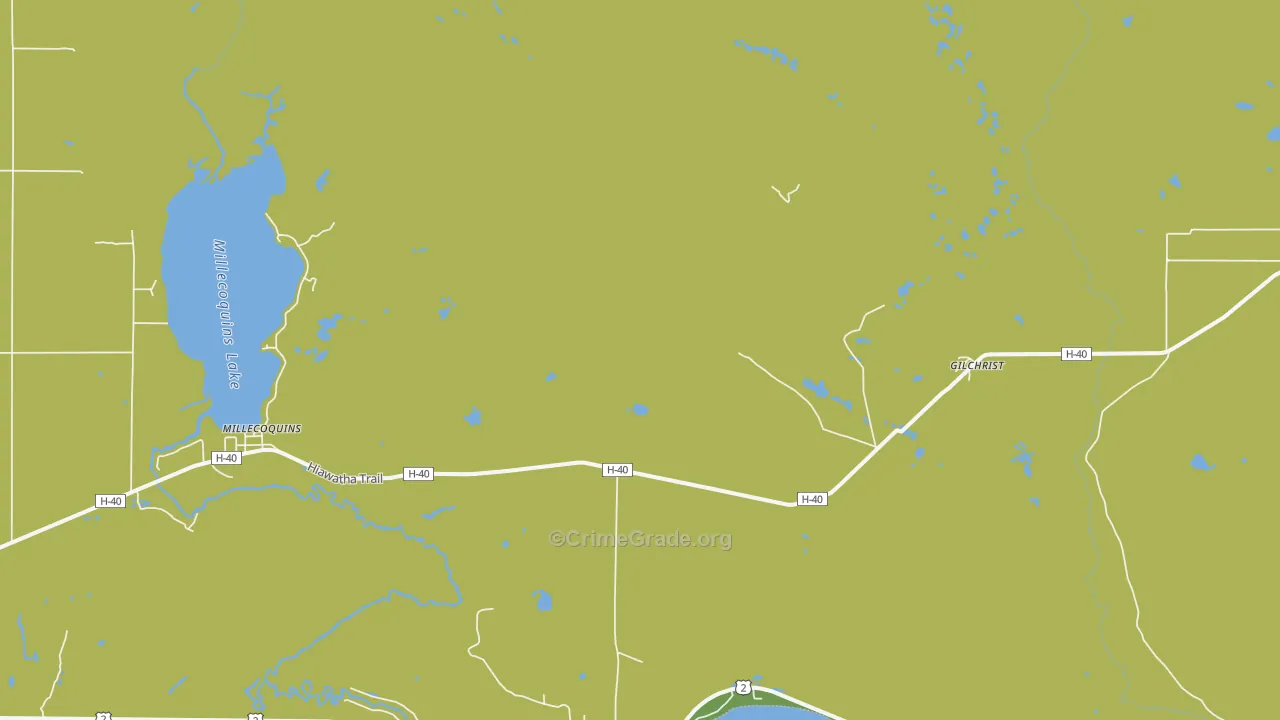Gilchrist, MI Map of Vehicle Theft Rates