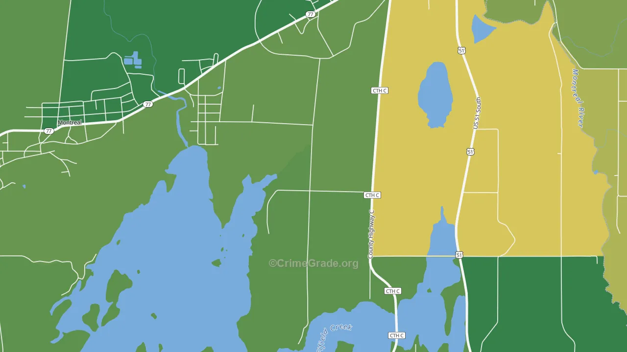 Gile, WI Map of Vehicle Theft Rates
