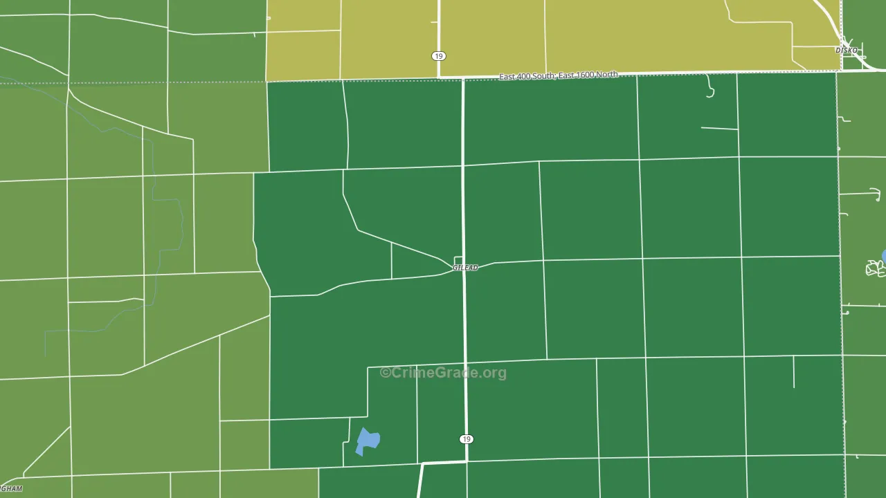 Gilead, IN Map of Vehicle Theft Rates