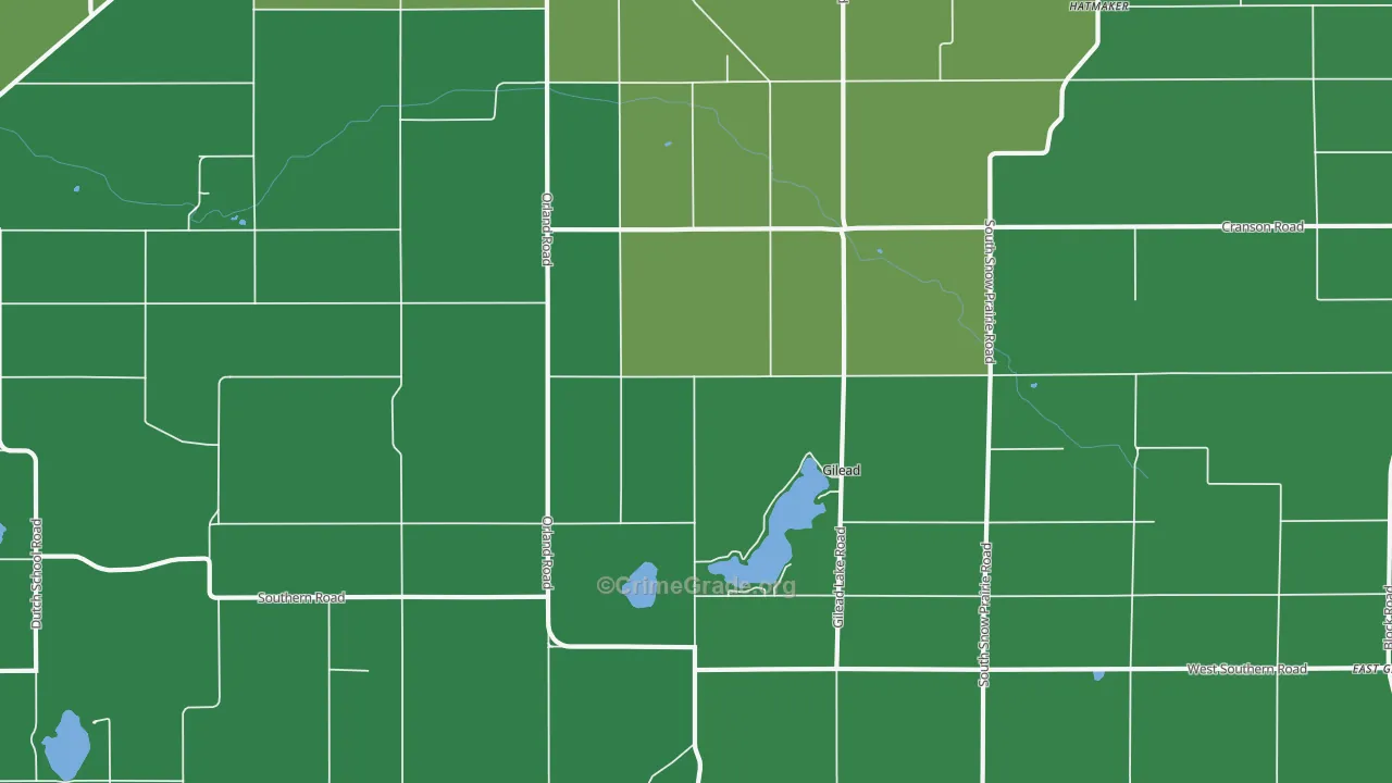 Gilead, MI Map of Vehicle Theft Rates