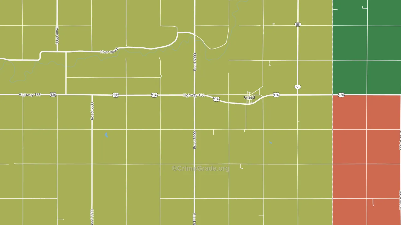 Gilead, NE Map of Vehicle Theft Rates