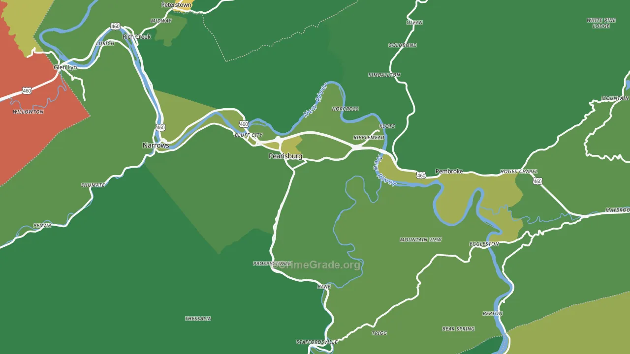 Giles County, VA Map of Vehicle Theft Rates