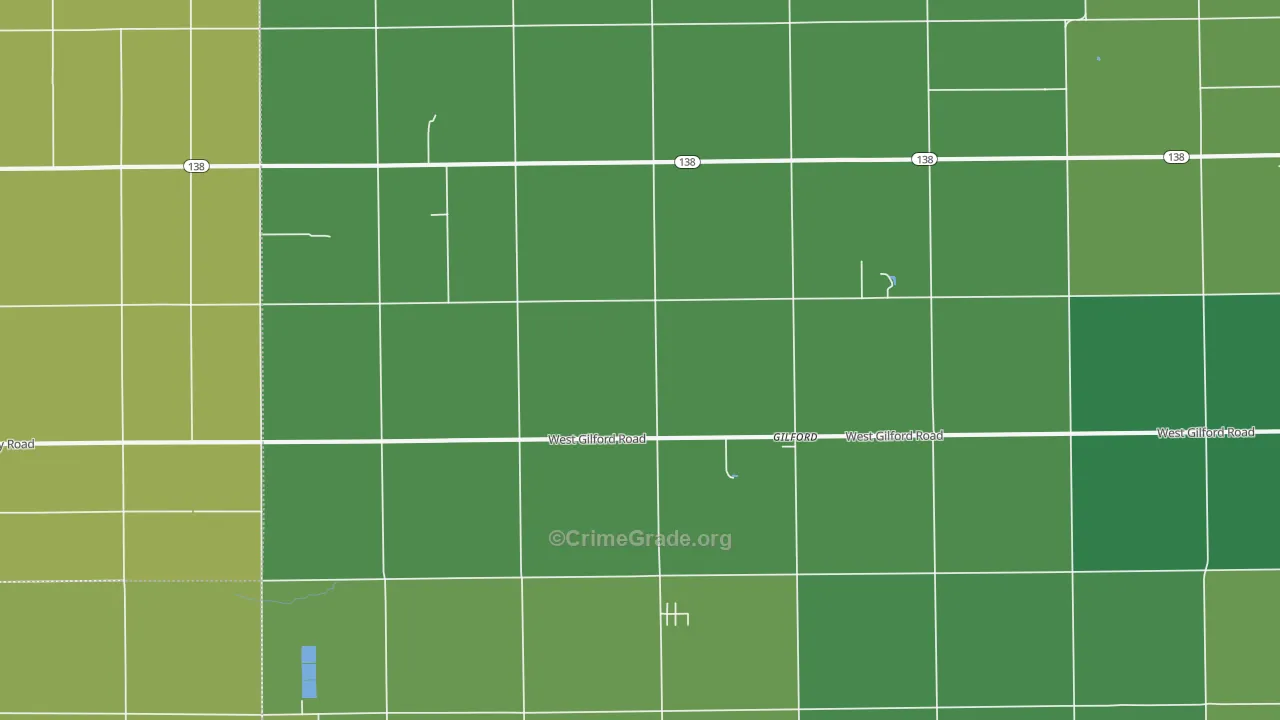 Gilford, MI Map of Vehicle Theft Rates