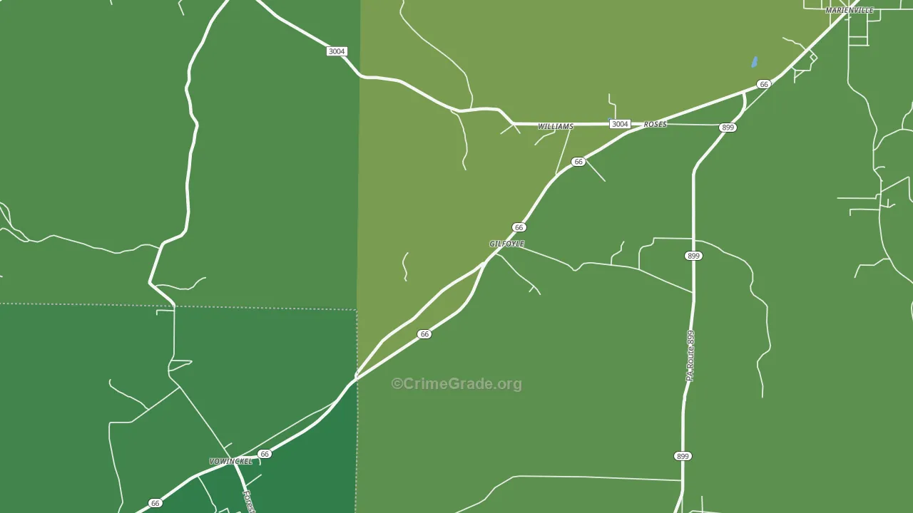 Gilfoyl, PA Map of Vehicle Theft Rates