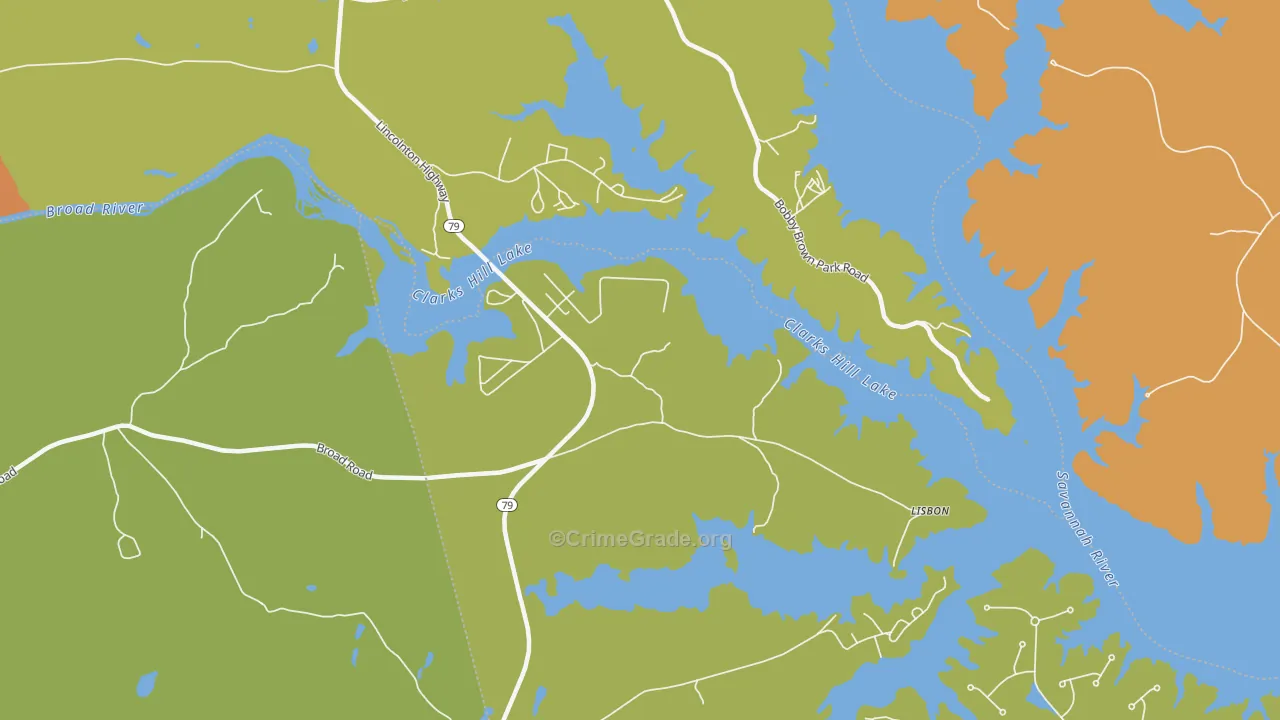 Gill, GA Map of Vehicle Theft Rates