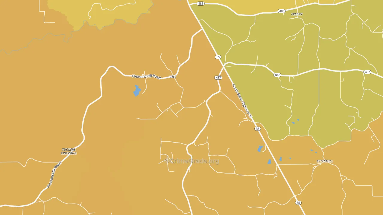 Gill, MS Map of Vehicle Theft Rates