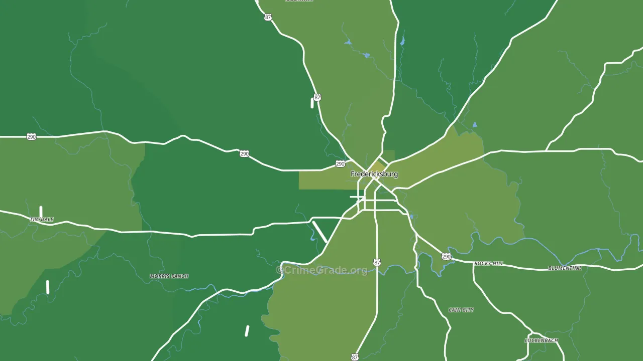 Gillespie County, TX Map of Vehicle Theft Rates