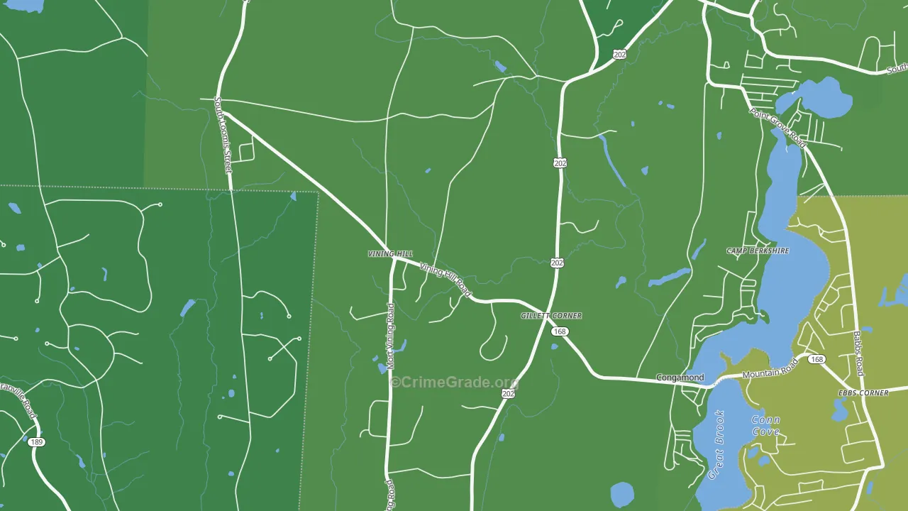 Gillett Corner, MA Map of Vehicle Theft Rates
