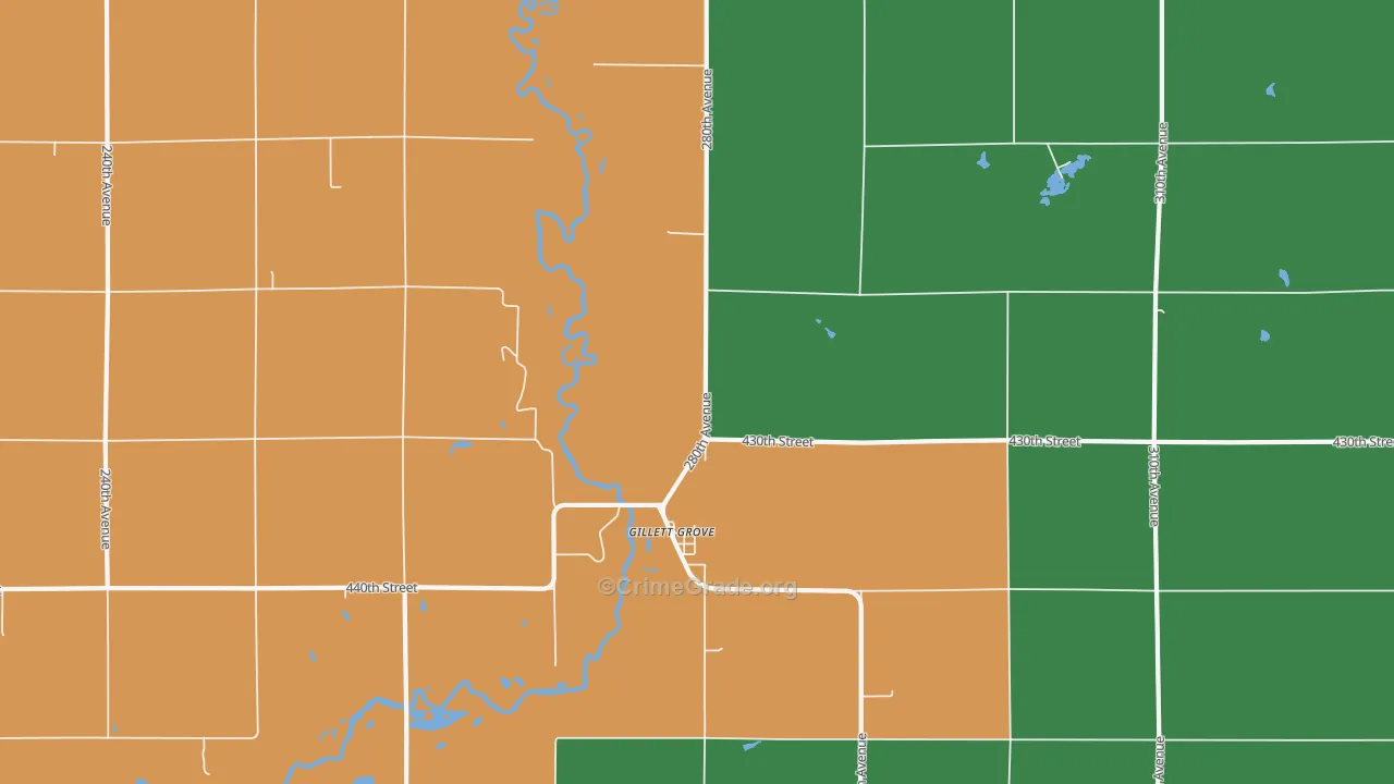 Gillett Grove, IA Map of Vehicle Theft Rates