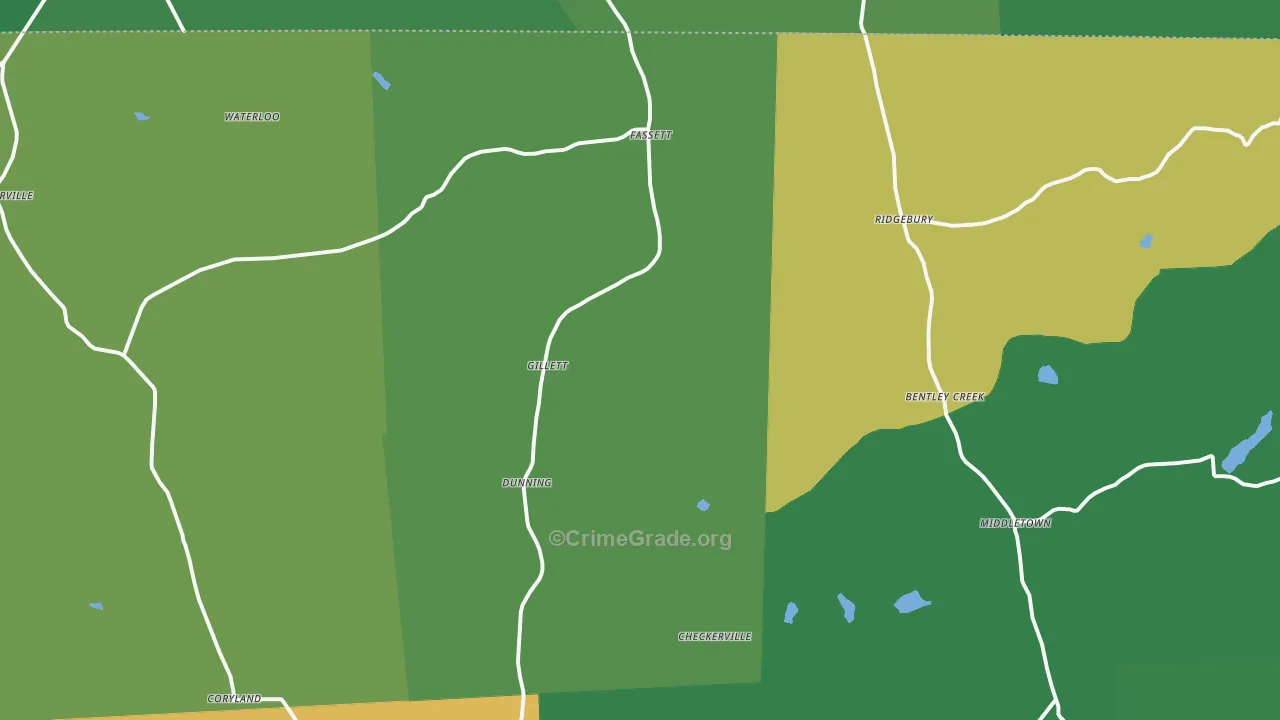Gillett, PA Map of Vehicle Theft Rates