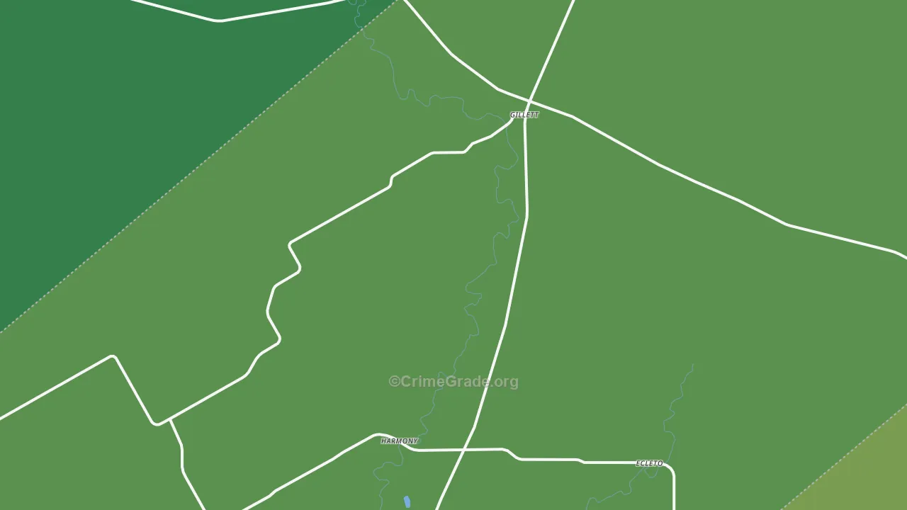 Gillett, TX Map of Vehicle Theft Rates